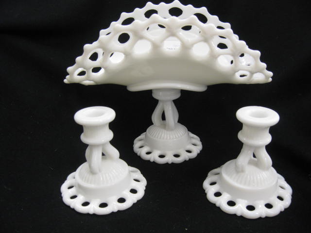 Milk Glass Console Set large fruit 14c432