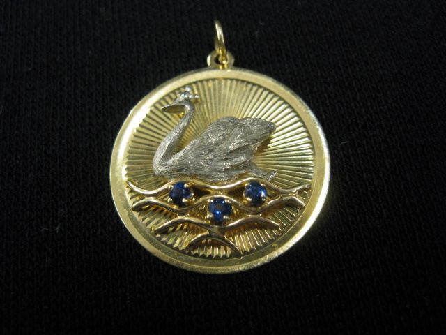 14k Gold Charm figural swan with