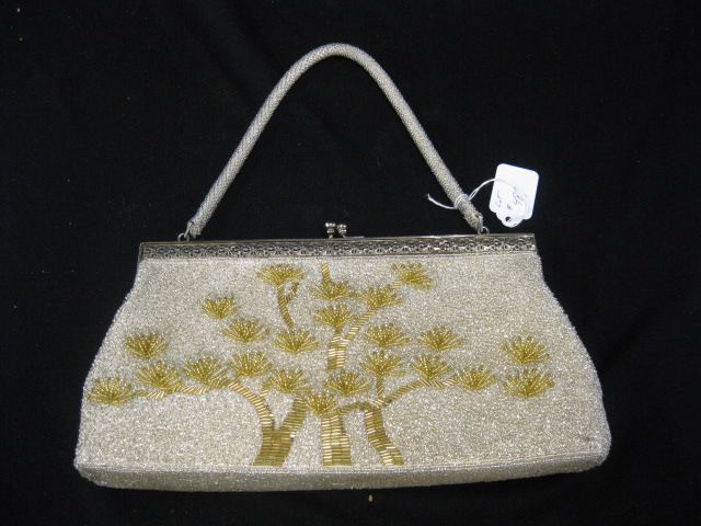 Beaded Clutch Purse gold & silver beads