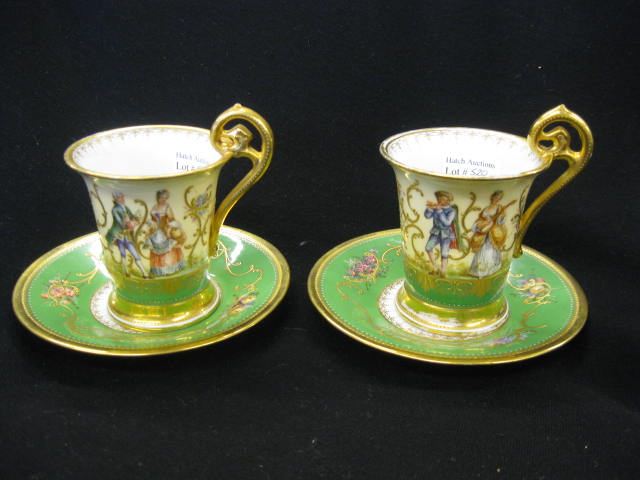 Pair of Dresden Porcelain Cups & Saucers