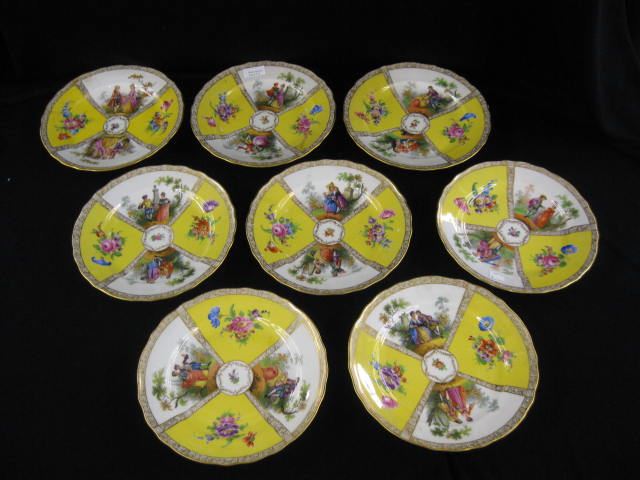 Set of 8 Dresden Porcelain Soup Plates