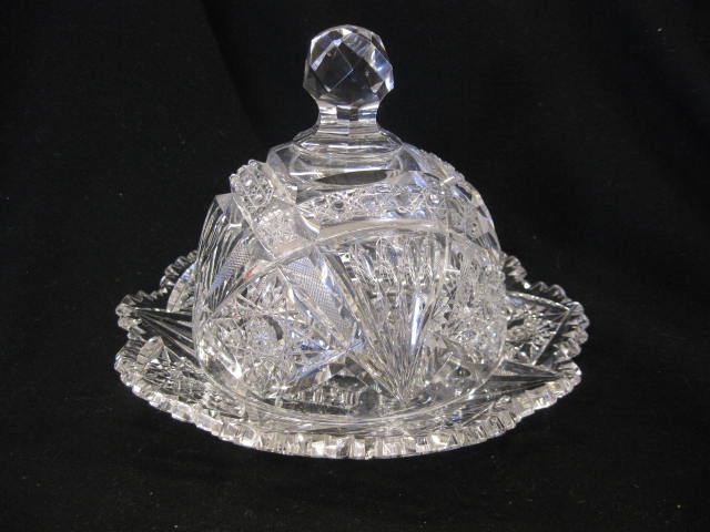 Cut Glass Butter Dish & Underplate starburst