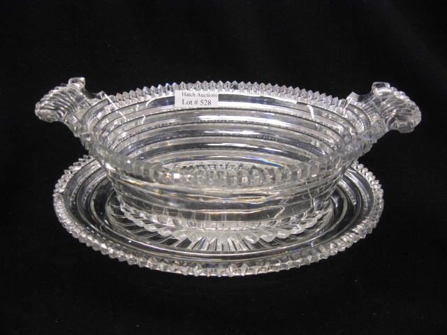 Cut Glass Oval Bowl & Underplate