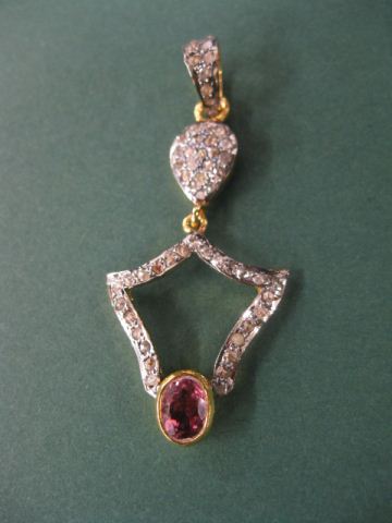 Diamond Pink Tourmaline Pendant 14c4d4