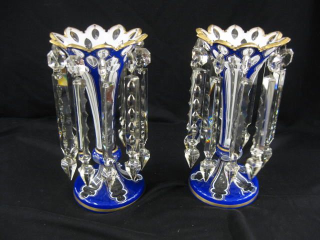 Pair of Bohemian Art Glass Mantle Lustres