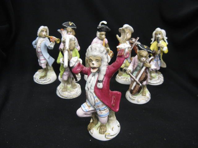 8 pcs. Sitzendorf German Porcelain MonkeyBand