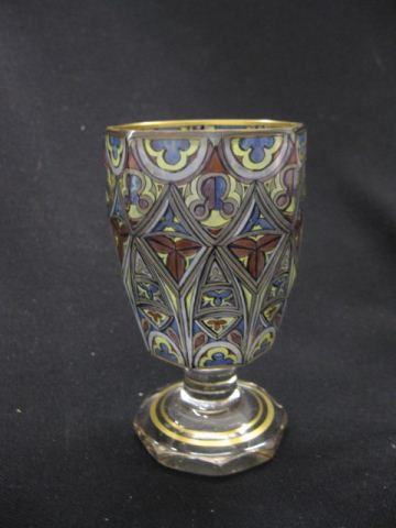 Bohemian Art Glass Goblet stained