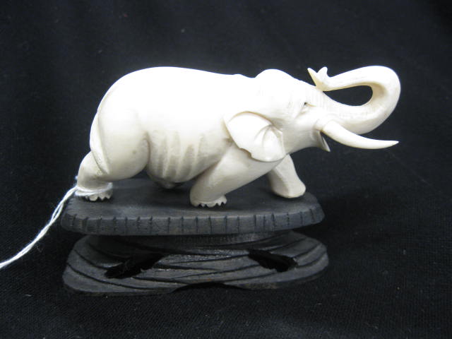 Carved Ivory Elephant Figurine 4-1/4