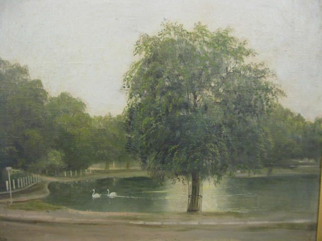 J Lewis Oil Swans on a Lake 1893 14c535