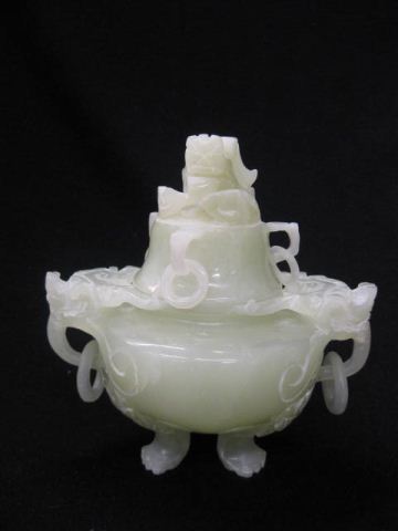 Chinese Carved Jade Censer tri footed 14c53e
