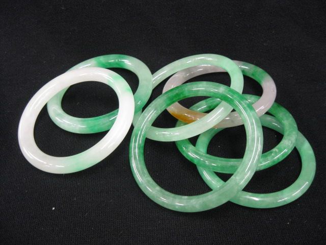 7 Jade Bangle Bracelets estate 14c548