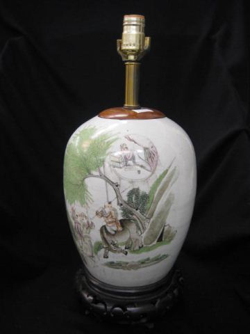 Chinese Pottery Lamp handpainted 14c546