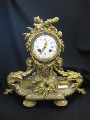 French Bronze Clock birds and bow