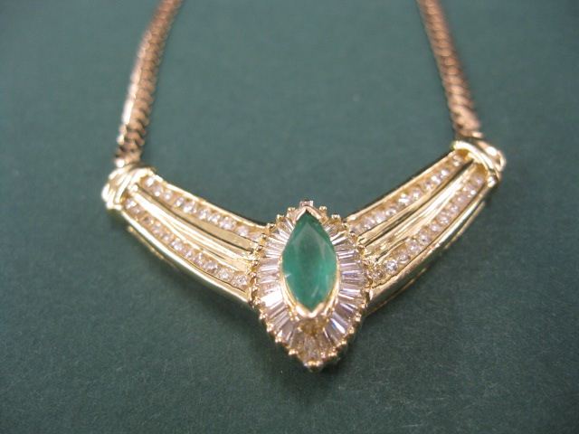 Emerald & Diamond Necklace marquise.40