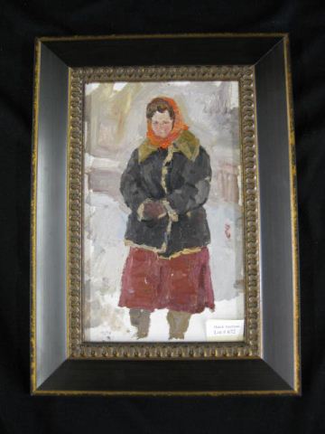 Russian Oil Lady in Winter artist 14c560