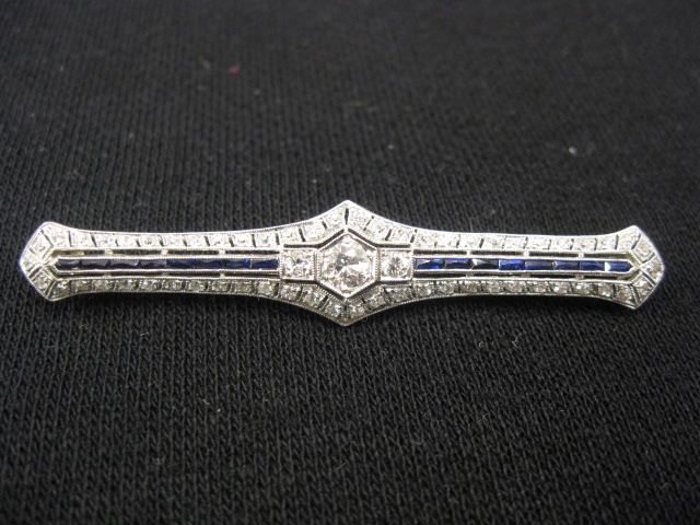 Platinum Diamond Sapphire Bar 14c578