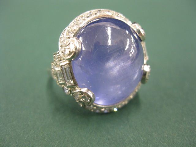 Star Sapphire Diamond Deco Ring 14c5a6