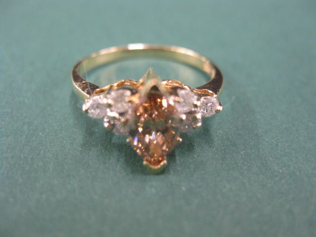 Colored Diamond Ring fancy champagnemarquise 14c5bc