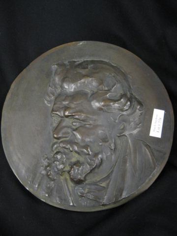 Bronze Plaque Bust of a Man 19th 14c5db
