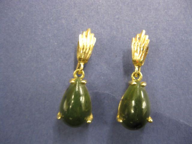 Jade Earrings Teardrop Cabochons 14c605