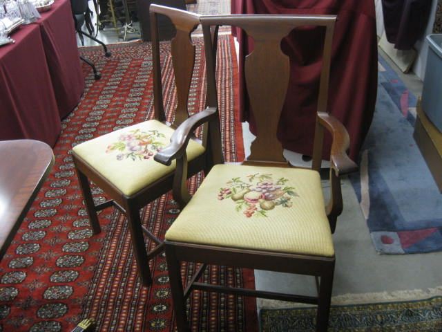 6 Mahogany Dining Chairs needlepoint 14c611