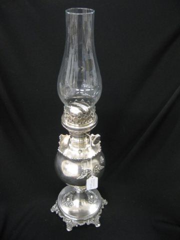 Victorian Silverplate Oil Lamp