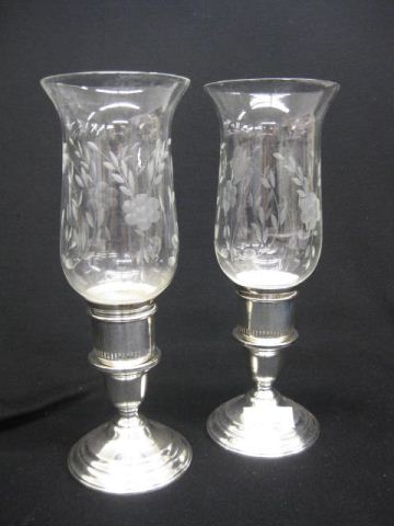 Sterling Silver Hurricane Lamps etched