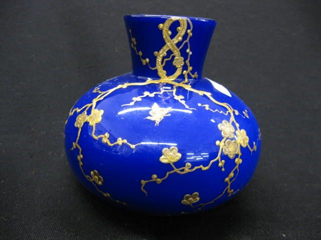 Webb Art Glass Vase enameled butterfly 14c645