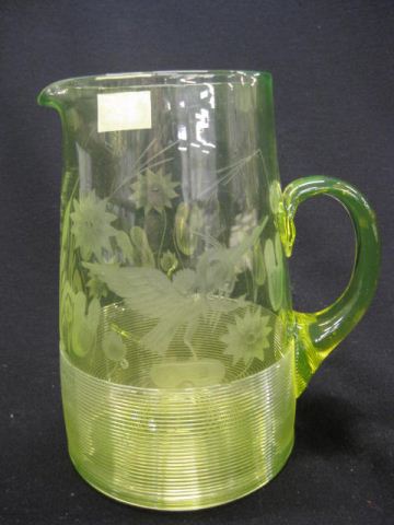 Victorian Vaseline Art Glass Pitcher 14c647