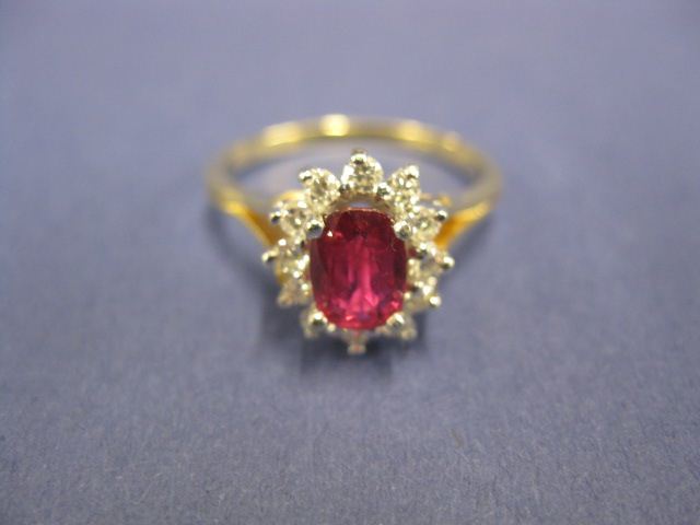 Ruby Diamond Ring 1 carat oval 14c64a