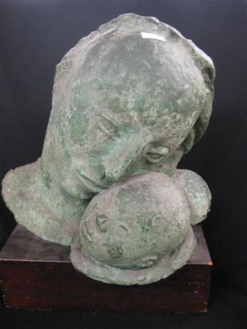 Bronze Statue Busts of Mother & Child
