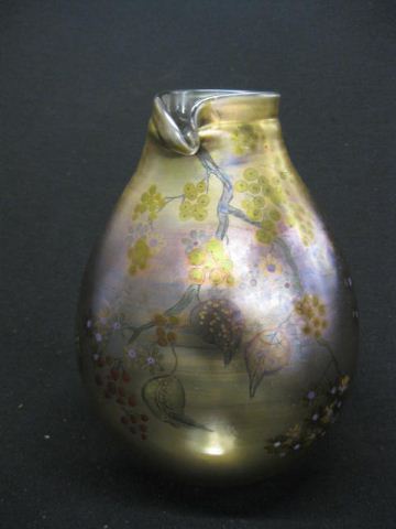 Art Glass Vase dragonfly & foliage