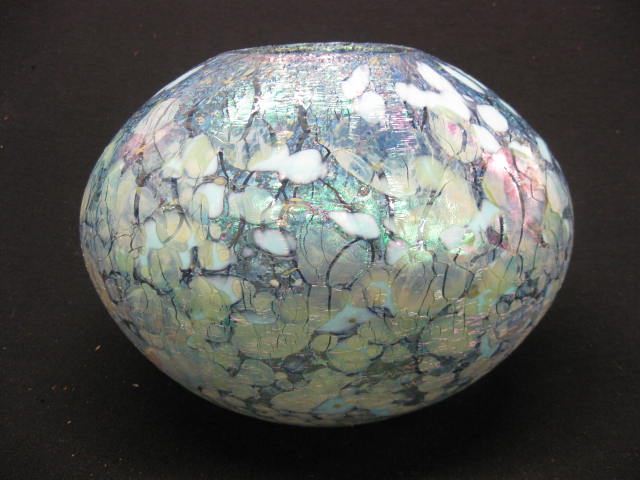 Robert Eickholt Art Glass Vase iridescent