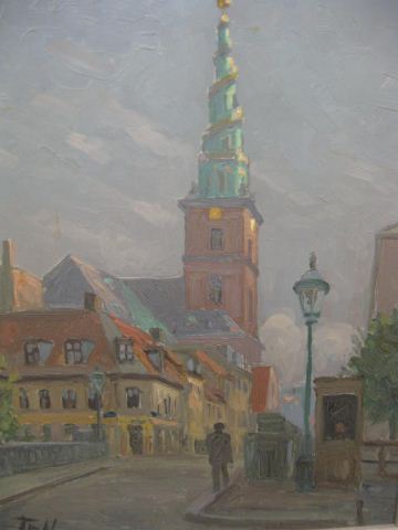 European Cityscape oil man walkingalong