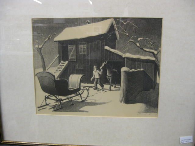 Grant Wood Lithograph ''December