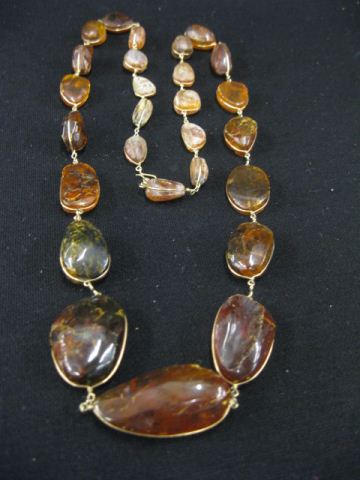 Natural Amber Necklace 27 graduatedbeads 14c6d6