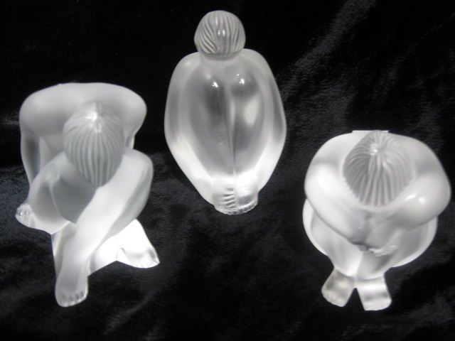 3 Lalique Crystal Figurines nudes