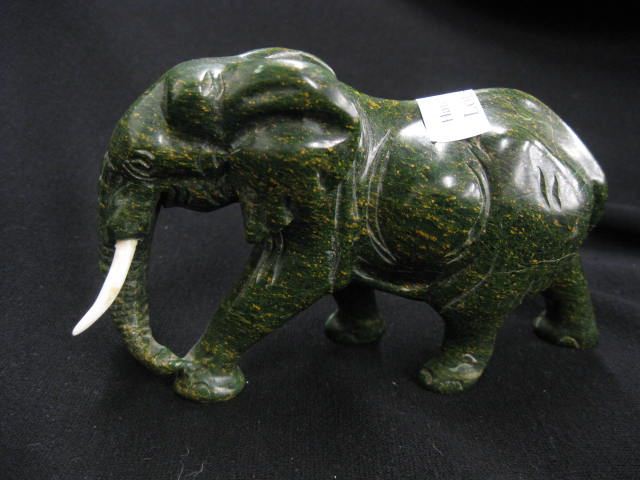 Jade Carving of an Elephant ivory tusks