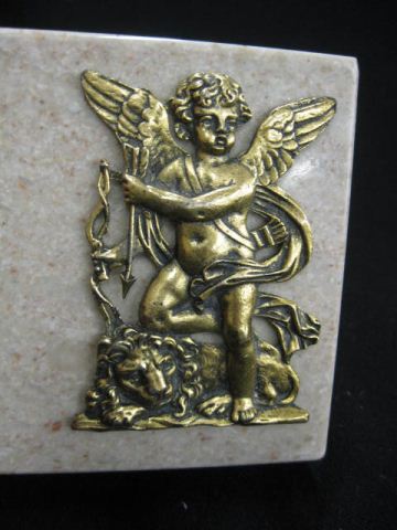 Bronze & Marble Paperweight cherub