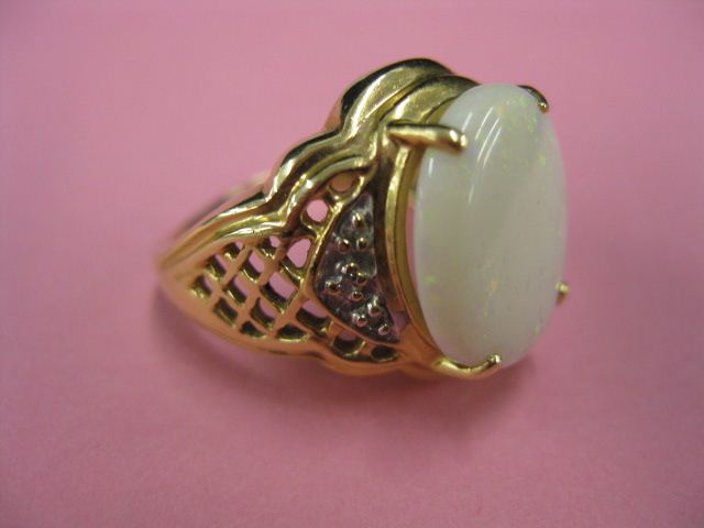 Opal Diamond Ring 4 carat fiery 14c70e
