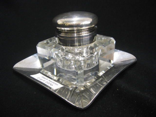 Sterling Silver Cut Glass Inkwell 14c713