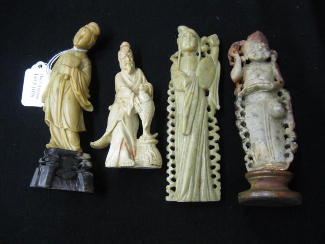 4 pcs Chinese Carved Soapstone 14c72a