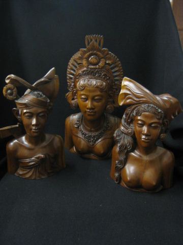 3 Carved Busts of Women fine detail 14c725