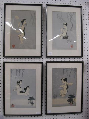 Set of 4 Oriental Woodblocks modernisticdesigns