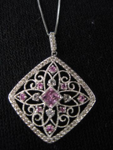 Pink Sapphire Diamond Pendant 14c739