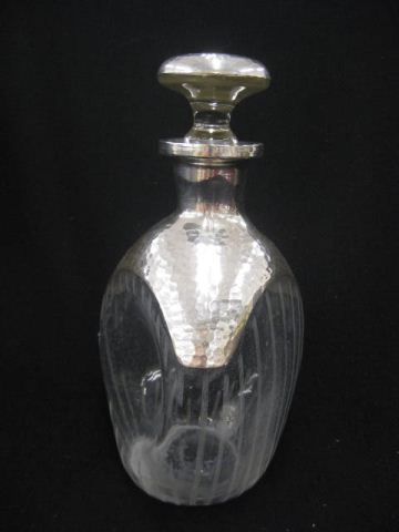 Silver Overlay Etched Crystal Decanter