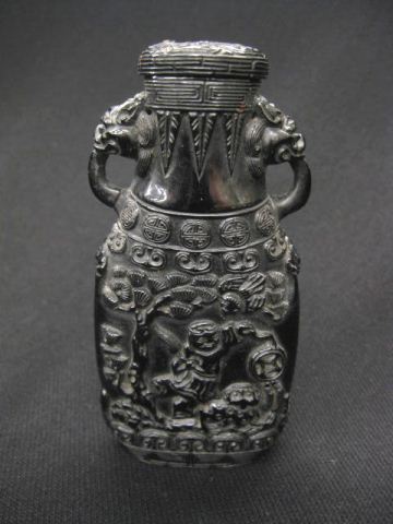 Chinese Carved Black Amber Snuff 14c77c