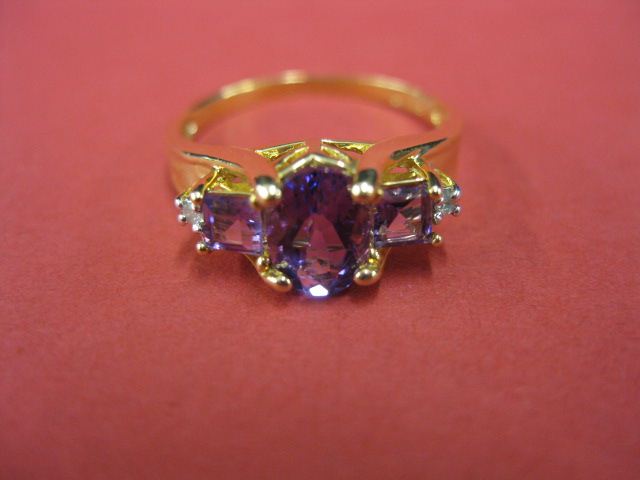Amethyst & Diamond Ring oval gem