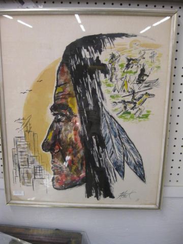 H West Lithograph Indian reflectingon 14c79d