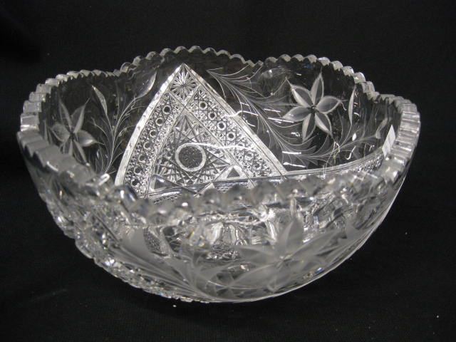 Cut Glass Bowl hobstars in a trifoil 14c7be